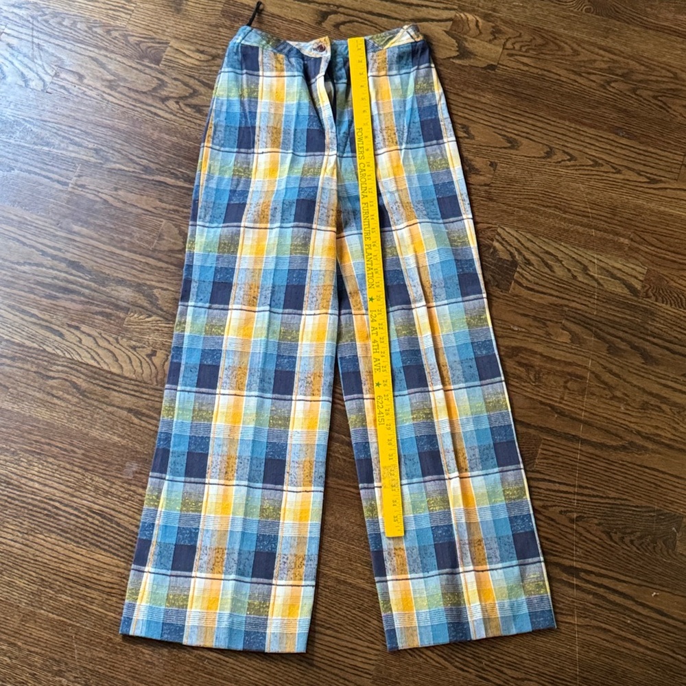 Vintage 70s Sears women’s Yellow and White Blue plaid pant suit - Picture 12 of 13